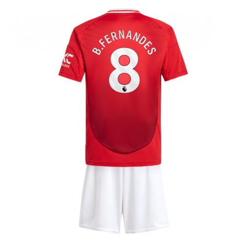 Fotbalové Dres Manchester United Bruno Fernandes #8 Dětské Domácí 2024-25 Krátký Rukáv (+ trenýrky)